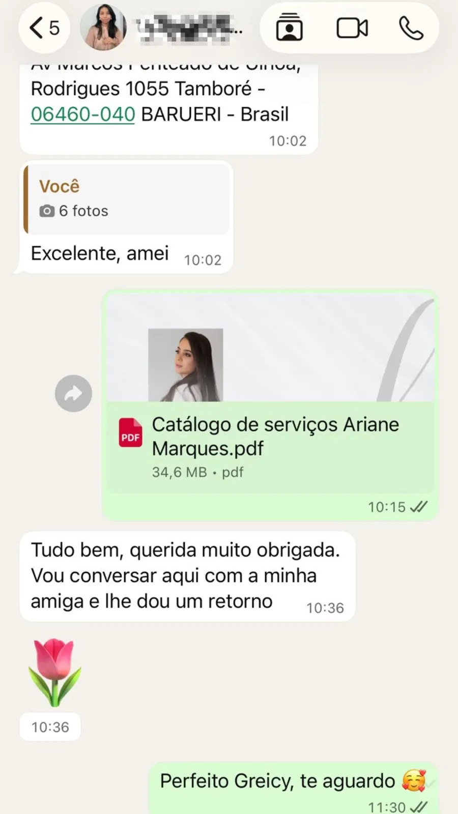 Cliente responde que irá avaliar o catálogo de serviços