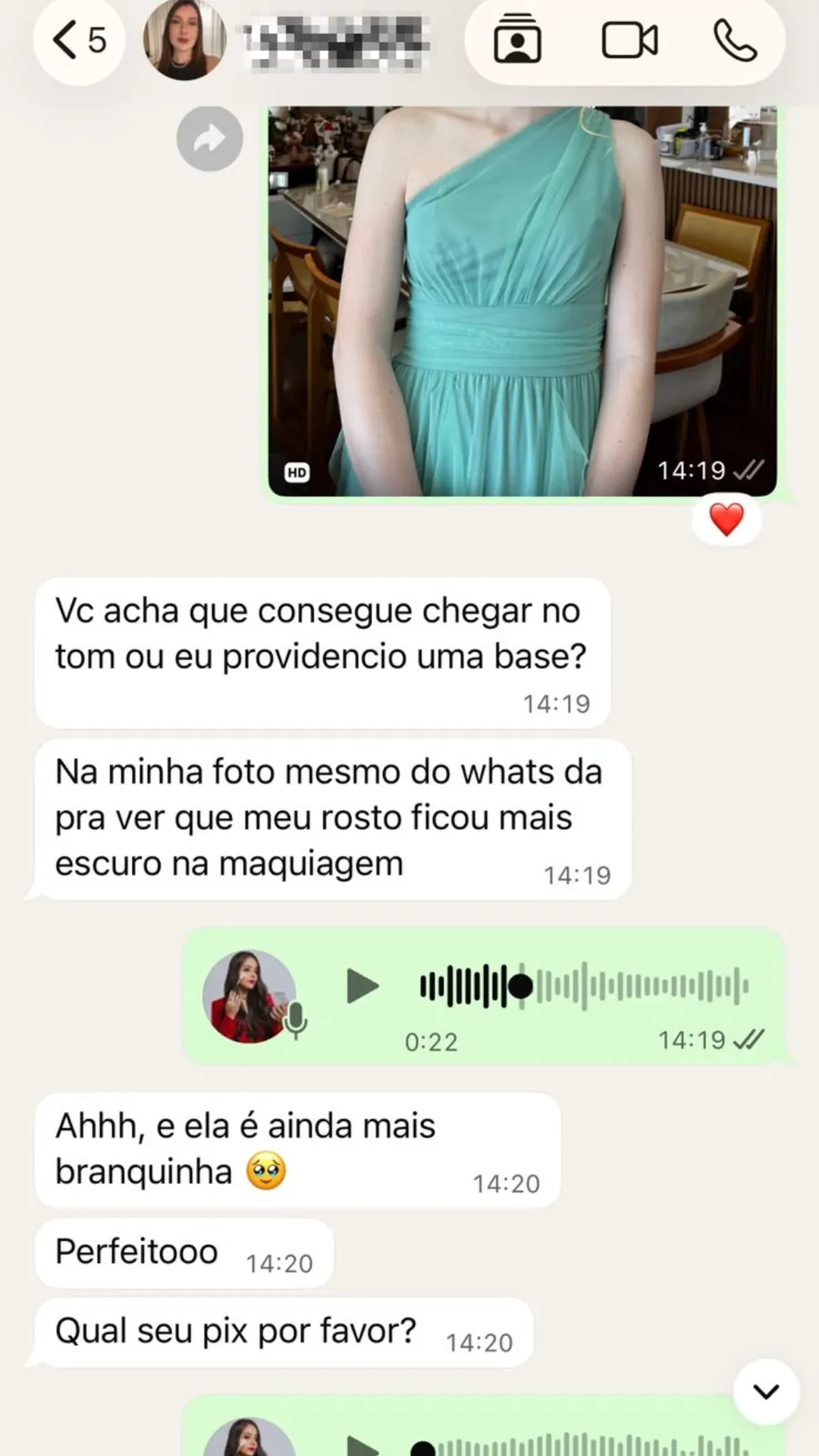 Cliente aprova a orientação e solicita o Pix